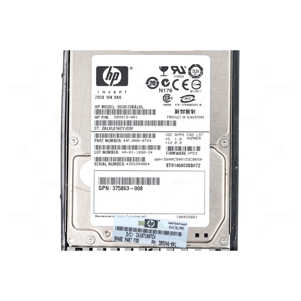 389346-001 HP HDD 73GB 10K SAS 3G 2.5" SFF HOT-SWAP